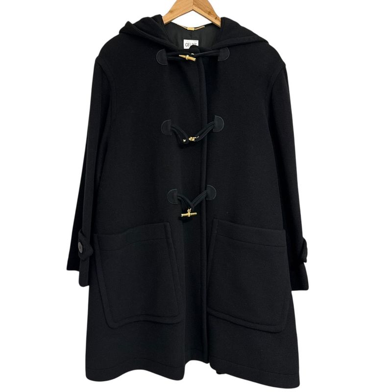 Celine Vintage Volume Sleeve Duffle Coat Size 36 Black Women's Used