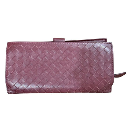 Good Bottega Veneta Intrecciato Fold Long Wallet Long Wallet Unisex Bordeaux