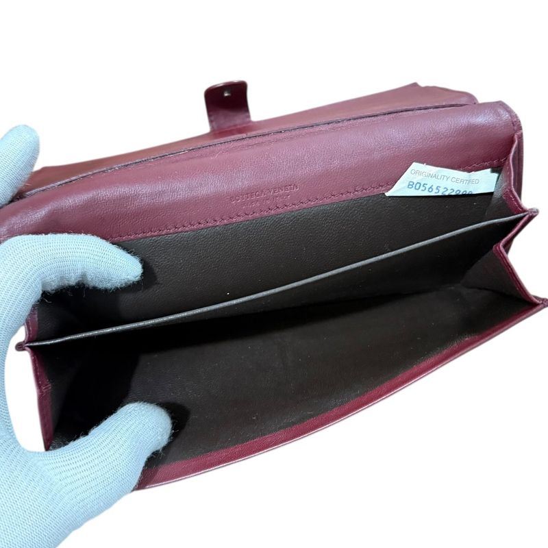 Good Bottega Veneta Intrecciato Fold Long Wallet Long Wallet Unisex Bordeaux