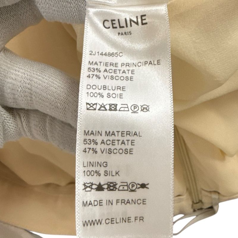 Good Celine Eddy Period Mimore Length Pleated Skirt Size 42 Beige Women's Used