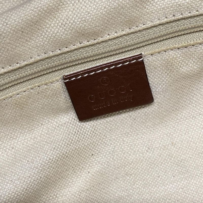 Gucci Tote Bag Sookie 211944 Beige And Dark Brown Linen Leather