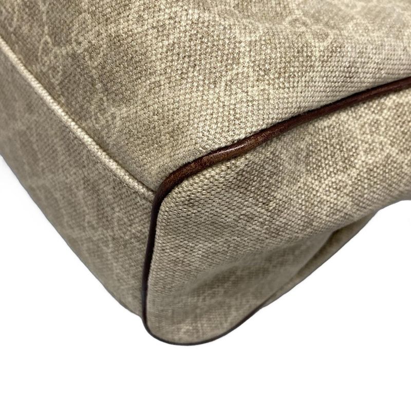 Gucci Tote Bag Sookie 211944 Beige And Dark Brown Linen Leather