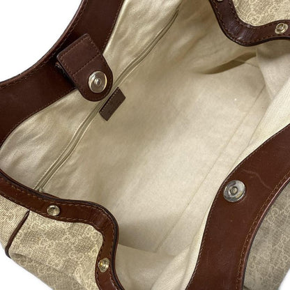 Gucci Tote Bag Sookie 211944 Beige And Dark Brown Linen Leather