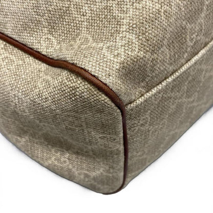 Gucci Tote Bag Sookie 211944 Beige And Dark Brown Linen Leather