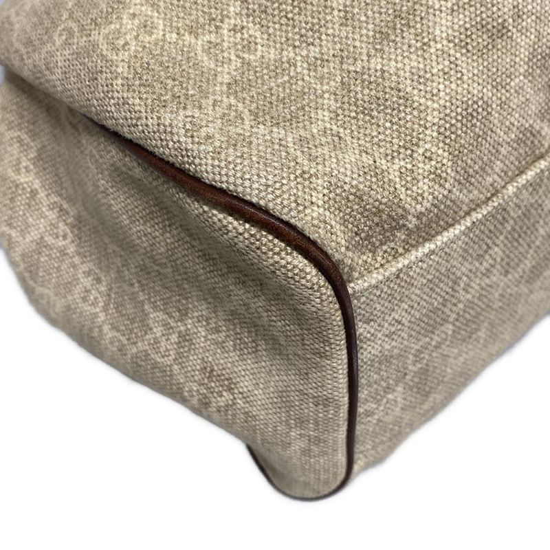 Gucci Tote Bag Sookie 211944 Beige And Dark Brown Linen Leather