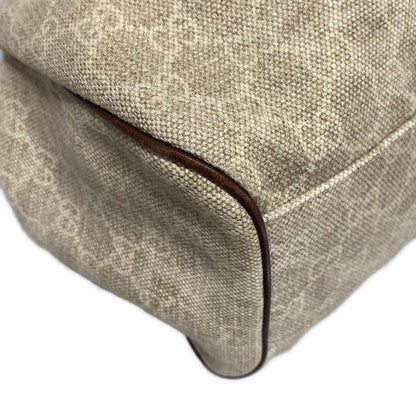 Gucci Tote Bag Sookie 211944 Beige And Dark Brown Linen Leather