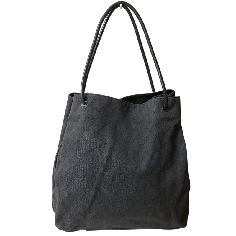 Good Gucci GG Canvas Leather Handle Tote Bag 101340 Gray Ladies Used
