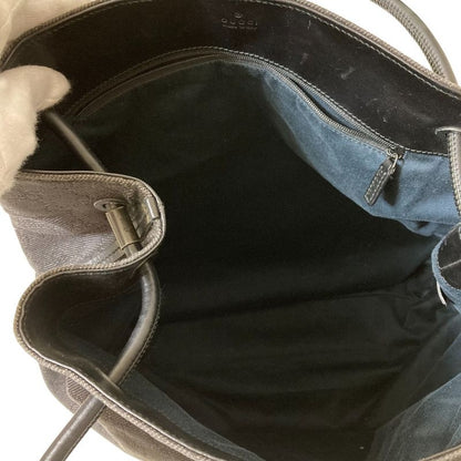 Good Gucci GG Canvas Leather Handle Tote Bag 101340 Gray Ladies Used