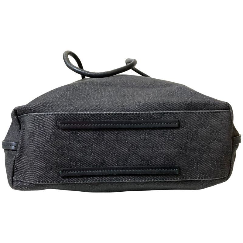 Gucci GG Denim Canvas Leather Handle Tote Bag 101341 Gray Ladies Used