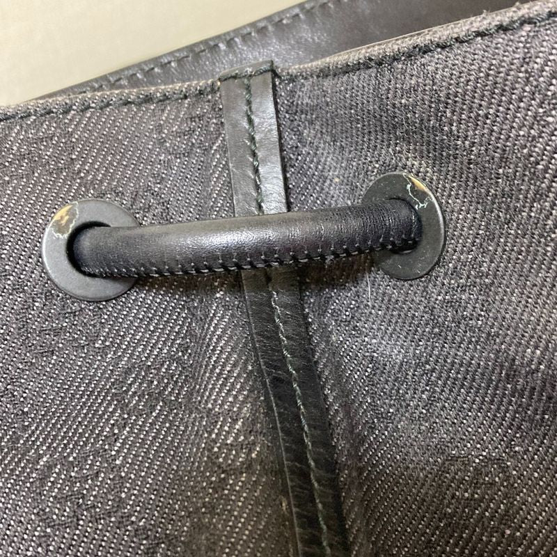 Gucci GG Denim Canvas Leather Handle Tote Bag 101341 Gray Ladies Used