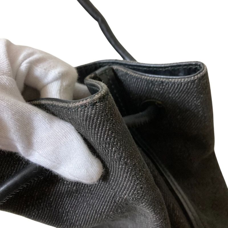 Gucci GG Denim Canvas Leather Handle Tote Bag 101341 Gray Ladies Used