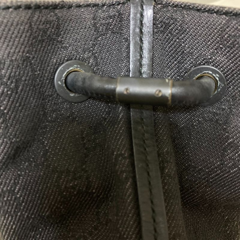 Gucci GG Denim Canvas Leather Handle Tote Bag 101341 Gray Ladies Used