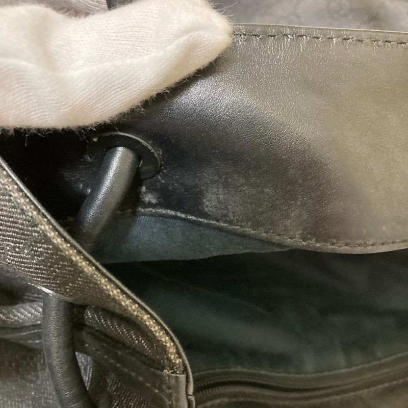 Gucci GG Denim Canvas Leather Handle Tote Bag 101341 Gray Ladies Used