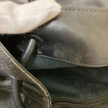 Gucci GG Denim Canvas Leather Handle Tote Bag 101341 Gray Ladies Used