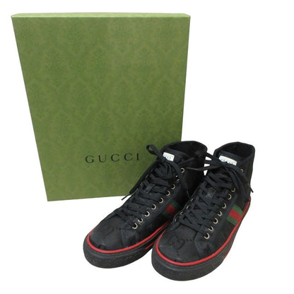 Gucci 20 Pre-Fall Tennis 1977 GG Canvas High Cut Sneakers 7 Approx 26.5cm