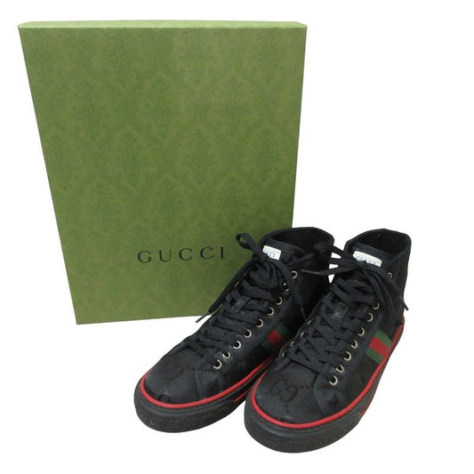 Gucci 20 Pre-Fall Tennis 1977 GG Canvas High Cut Sneakers 7 Approx 26.5cm