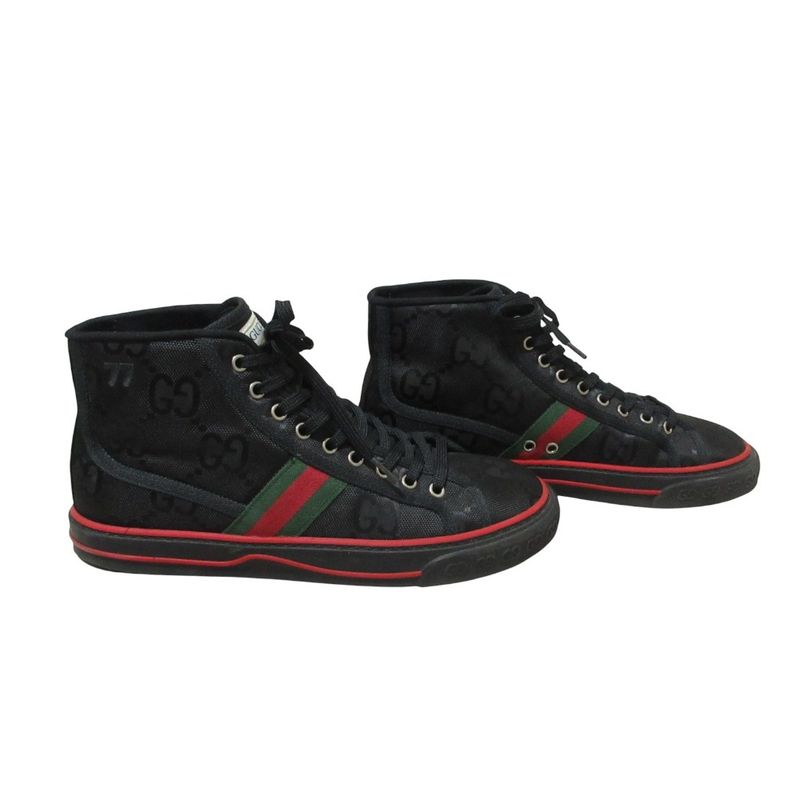 Gucci 20 Pre-Fall Tennis 1977 GG Canvas High Cut Sneakers 7 Approx 26.5cm