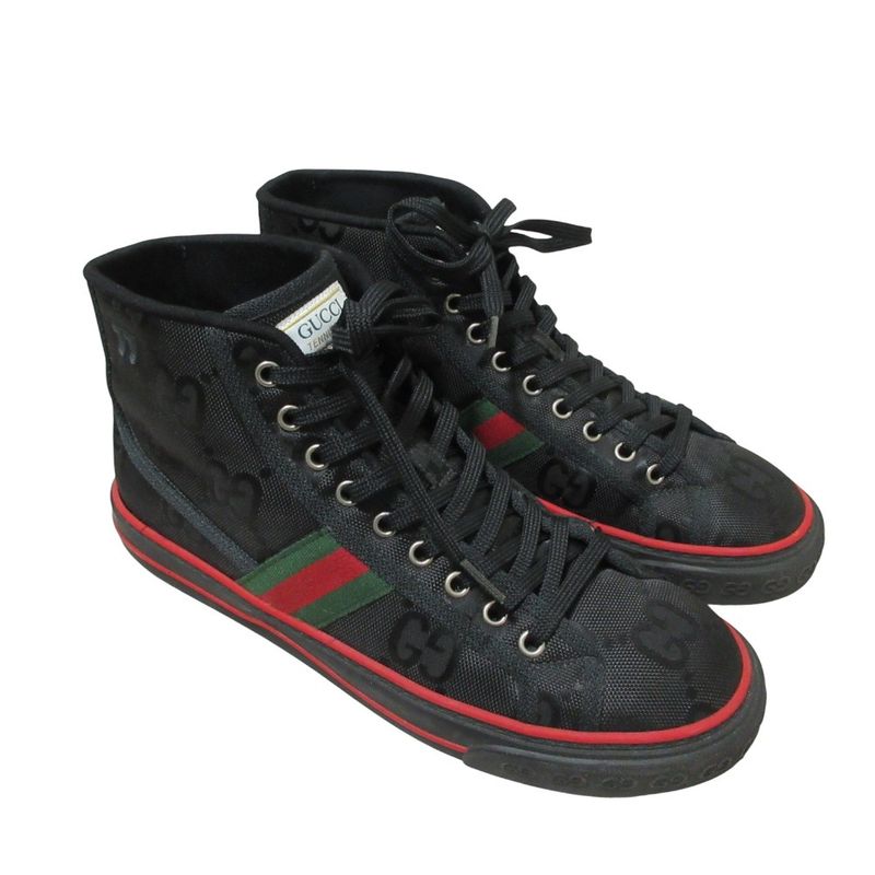 Gucci 20 Pre-Fall Tennis 1977 GG Canvas High Cut Sneakers 7 Approx 26.5cm