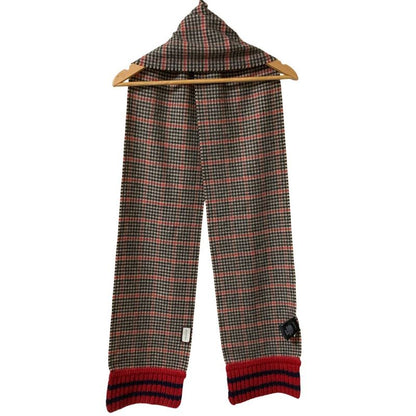 Gucci Cashmere Blend Wool Check Scarf Multicolor Women Used