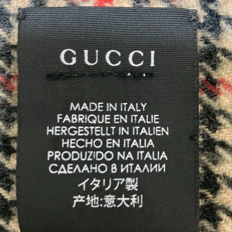 Gucci Cashmere Blend Wool Check Scarf Multicolor Women Used