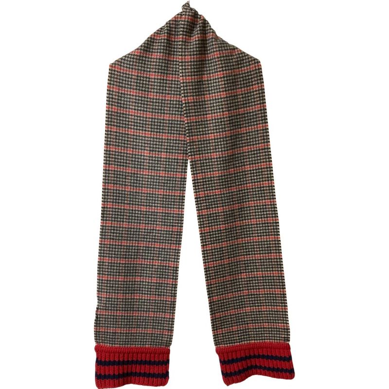 Gucci Cashmere Blend Wool Check Scarf Multicolor Women Used