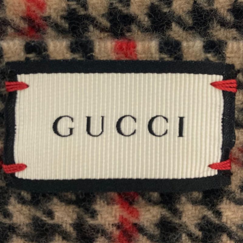Gucci Cashmere Blend Wool Check Scarf Multicolor Women Used