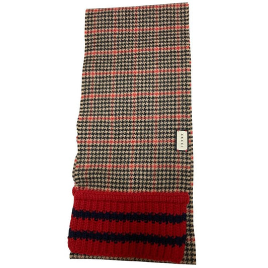 Gucci Cashmere Blend Wool Check Scarf Multicolor Women Used