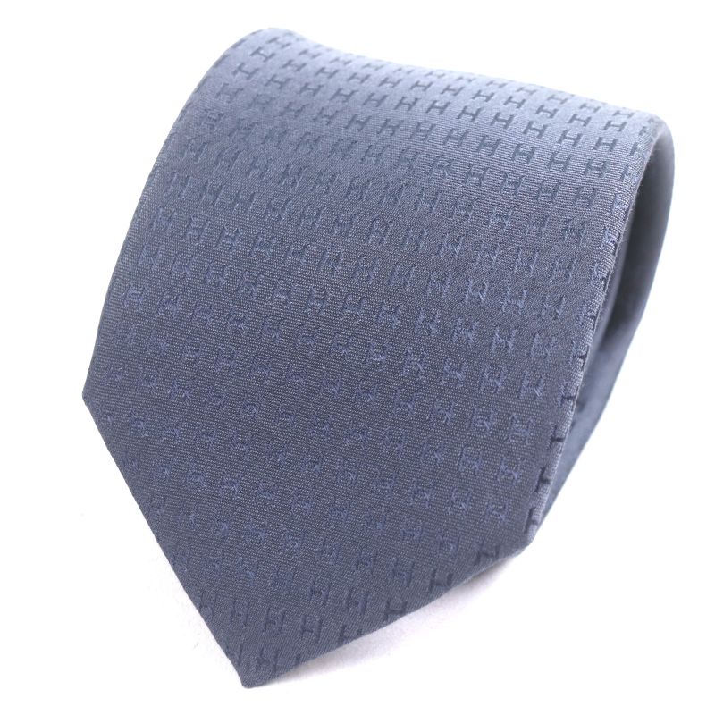 Hermes 038188t Cravate Faconnee Fasone H Silk Tie 100% Marine/bleu With Box