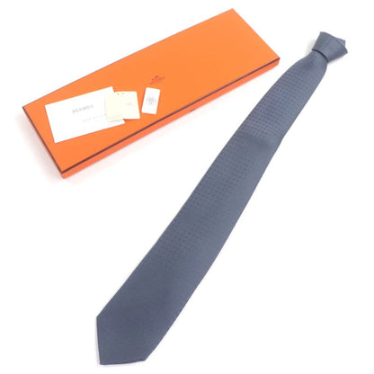 Hermes 038188t Cravate Faconnee Fasone H Silk Tie 100% Marine/bleu With Box