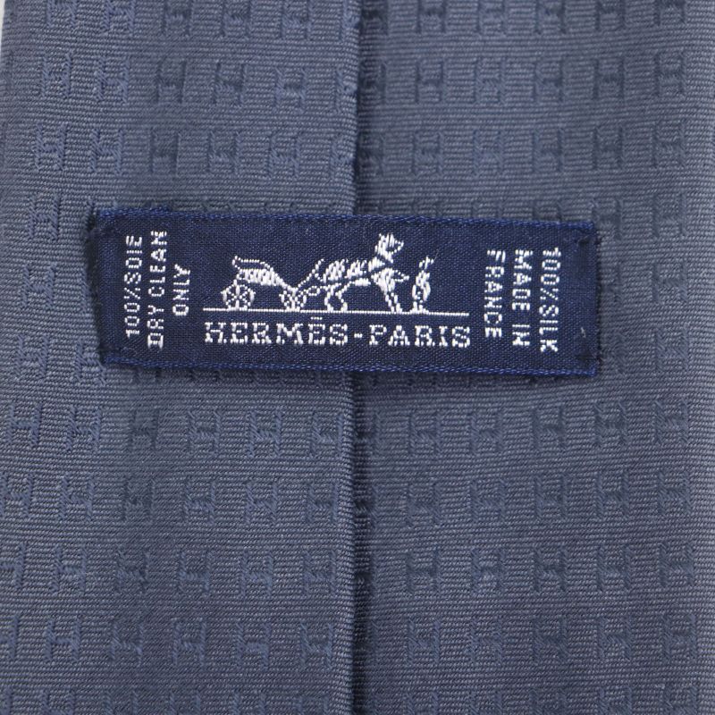 Hermes 038188t Cravate Faconnee Fasone H Silk Tie 100% Marine/bleu With Box