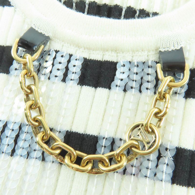 Louis Vuitton 23SS LV Chain Sequined Embellished Cropped Sleeveless Top Ivory