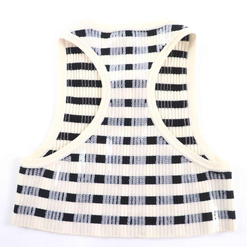 Louis Vuitton 23SS LV Chain Sequined Embellished Cropped Sleeveless Top Ivory