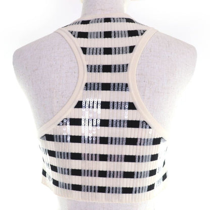 Louis Vuitton 23SS LV Chain Sequined Embellished Cropped Sleeveless Top Ivory