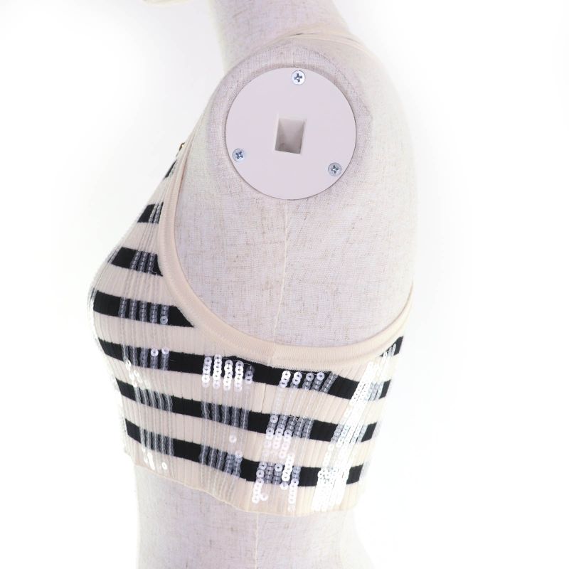 Louis Vuitton 23SS LV Chain Sequined Embellished Cropped Sleeveless Top Ivory