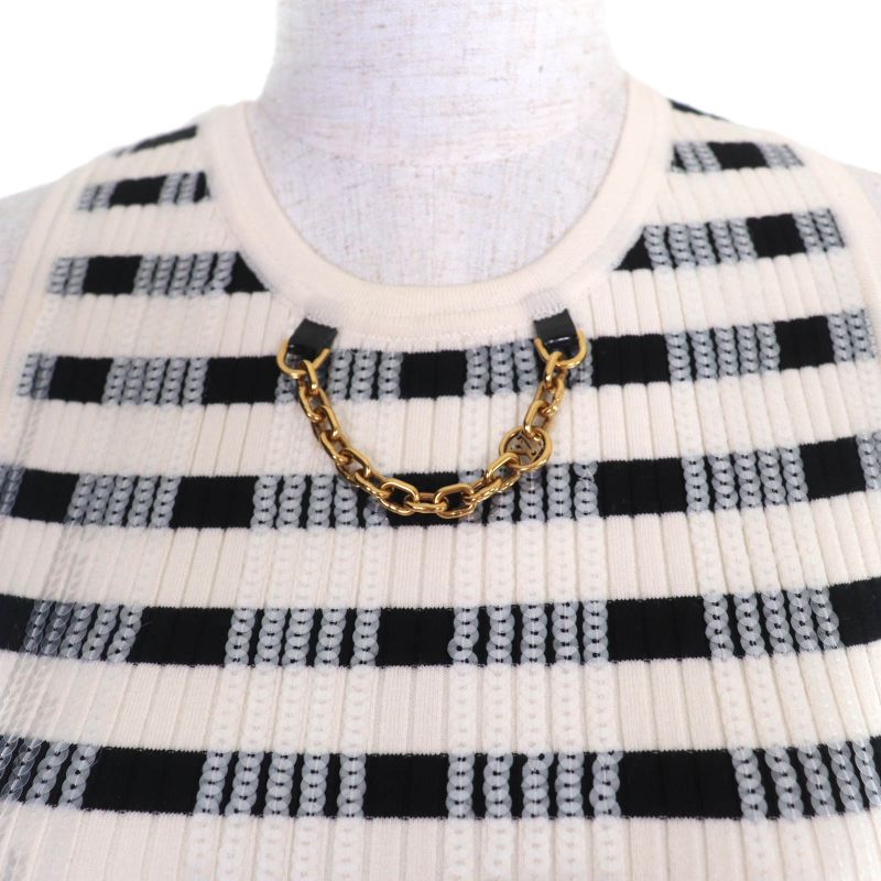 Louis Vuitton 23SS LV Chain Sequined Embellished Cropped Sleeveless Top Ivory