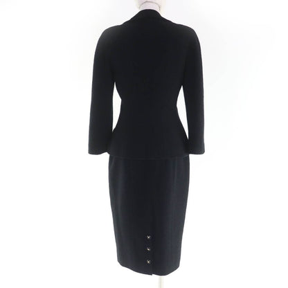 CHANEL Vintage 95A P05816v04346 Coco Mark Button Tweed Jacket Skirt Setup Black