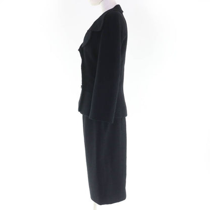 CHANEL Vintage 95A P05816v04346 Coco Mark Button Tweed Jacket Skirt Setup Black