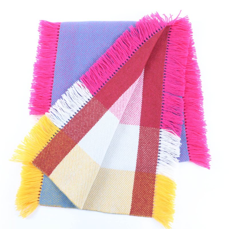 Hermes 100% Cashmere Knit Scarf With Logo Leather Patch And Side Fringe Scarf