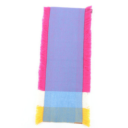 Hermes 100% Cashmere Knit Scarf With Logo Leather Patch And Side Fringe Scarf