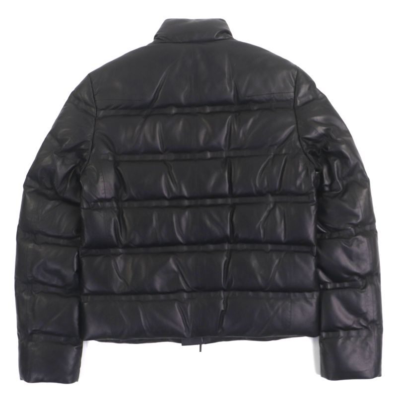 DIOR Om 963l429k0272 Lamb Leather Double Zip Up Down Jacket Black 48 Made In