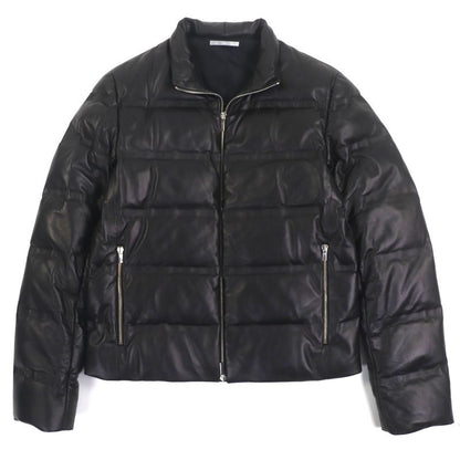 DIOR Om 963l429k0272 Lamb Leather Double Zip Up Down Jacket Black 48 Made In