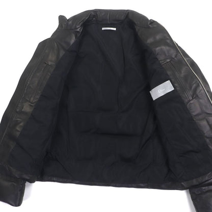DIOR Om 963l429k0272 Lamb Leather Double Zip Up Down Jacket Black 48 Made In