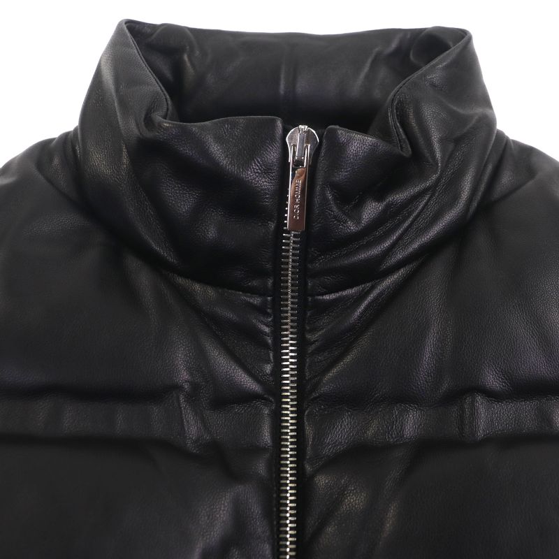 DIOR Om 963l429k0272 Lamb Leather Double Zip Up Down Jacket Black 48 Made In