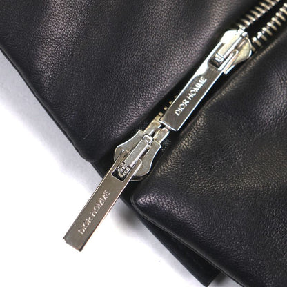 DIOR Om 963l429k0272 Lamb Leather Double Zip Up Down Jacket Black 48 Made In