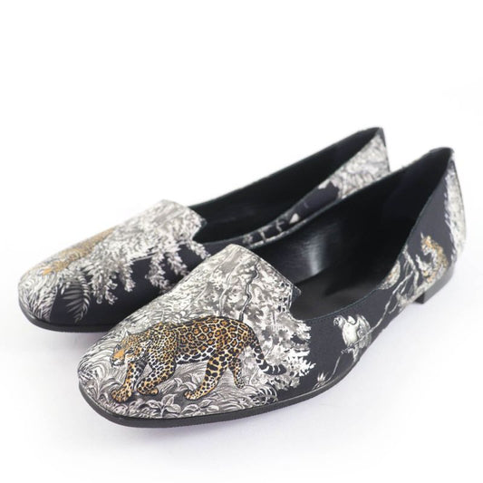 Hermes Equatorial Sketch Animal Pattern Flat Shoes Pumps Multicolor 38 With Box