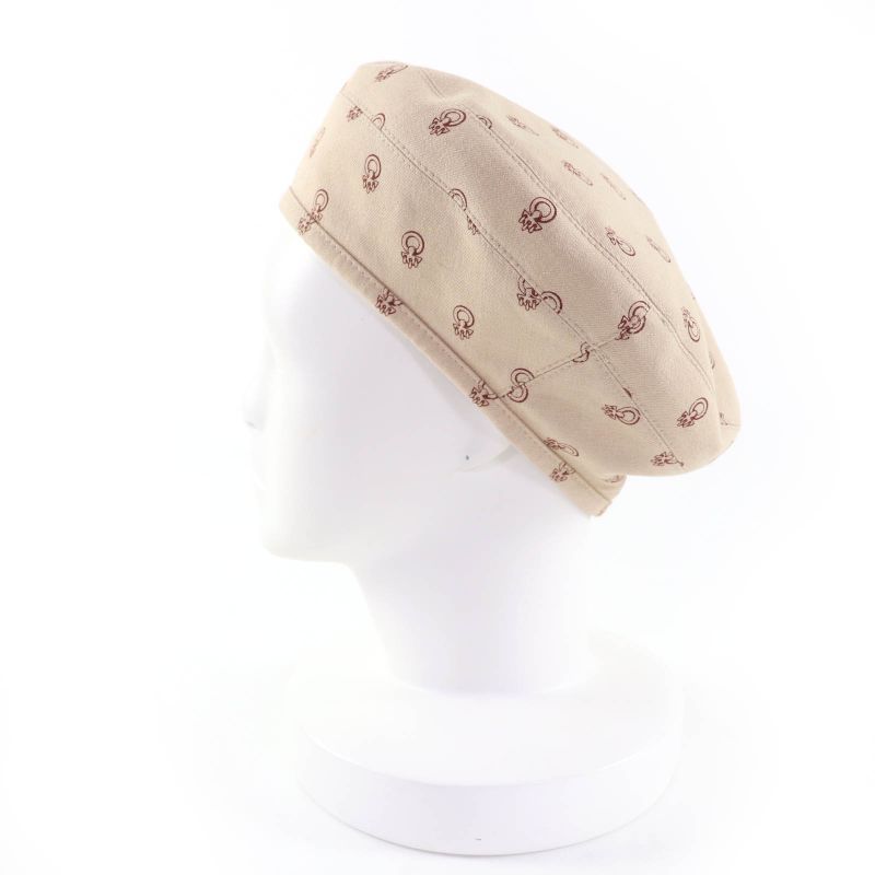 Hermes Saint Honore Cotton Cliquetis Serie Hardware Hat Beret Beige 59 Made In