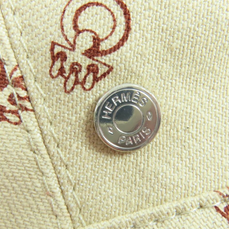 Hermes Saint Honore Cotton Cliquetis Serie Hardware Hat Beret Beige 59 Made In