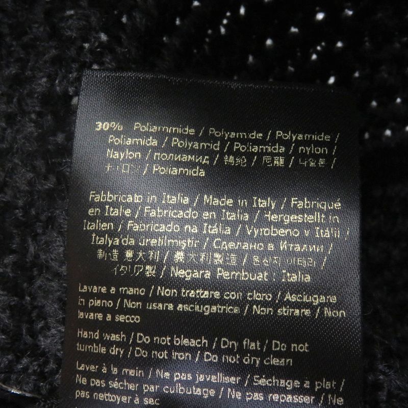 Fendi Fxq958 Cashmere Blend Zucca FF Logo Allover Knit Bucket Hat Black Gray