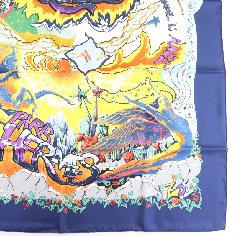 Hermes Carre Geant Carre 90 Silk 100% THE Alfee AUBE Libre Comme L'ange Dawn