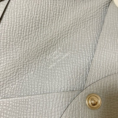 Hermes Card Case Calvi Light Gray